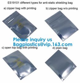 Aluminium Plastic Antistatic k Esd Shielding Electronic Packaging Pet Bag With Zip,Black Conductive Bag, Grid bag supplier