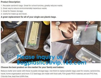 FDA Approved Zip Lock Bags Food Packaging Zipper peva Reusable k Sandwich Bag,Eco-Friendly Soft Clear PEVA Bag Wit supplier