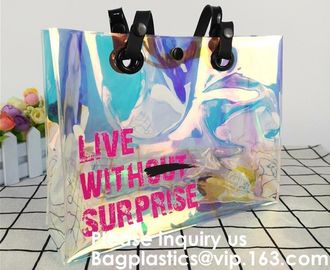 Promotional Shiny PVC Tote Bag, Women Gender and Casual Tote Shape large capacity clear PVC Beach Bag, Bagease, Bagplast supplier