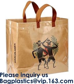 Biodegradable Promotional BAGEASE Three-Layer Hand Bag PVC Tote Waterproof Craft Paper Bag Leather Handle Tote Bag supplier