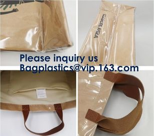 Biodegradable Promotional BAGEASE Three-Layer Hand Bag PVC Tote Waterproof Craft Paper Bag Leather Handle Tote Bag supplier