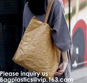 Custom Durable Waterproof Reusable Washable Brown Tote Paper Tyvek Shopping Bag, Recycle Gift Tyvek Shopping Bag, Bageas supplier