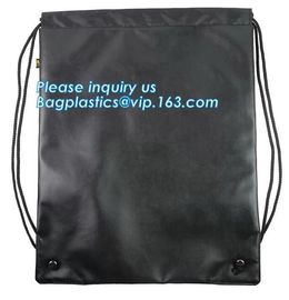 Custom Name Stamping PU Leather Drawstring Bag With Handle Waterproof Promotional Black Drawstring Bag Promotional Detai supplier