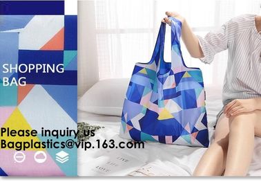 Promotional Reusable Custom Design Colorful Polyester Folding Tote Shopping Bag,Portable Recycled Polyester Nylon Reusab supplier