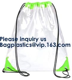 PVC Drawstring Bag Backpack With Solid Bottom Promotional Custom 210D Transparent PVC Clear Drawstring Backpack Bags supplier