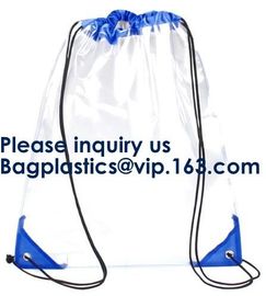 PVC Drawstring Bag Backpack With Solid Bottom Promotional Custom 210D Transparent PVC Clear Drawstring Backpack Bags supplier