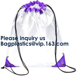 PVC Drawstring Bag Backpack With Solid Bottom Promotional Custom 210D Transparent PVC Clear Drawstring Backpack Bags supplier