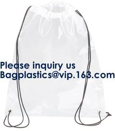 Custom Made PVC Transparent Drawstring Bag For Sports Cloth,Sport Promotional Clear Pvc Beach Shoe Bag Clear Drawstring supplier