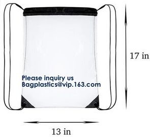 Custom Made PVC Transparent Drawstring Bag For Sports Cloth,Sport Promotional Clear Pvc Beach Shoe Bag Clear Drawstring supplier