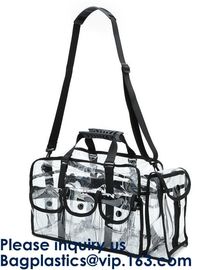 Professional Clear Makeup Cosmetic Bag PVC Carry Bag With 7 Extra Magnet Pockets And Detachable Shoulder Strap supplier