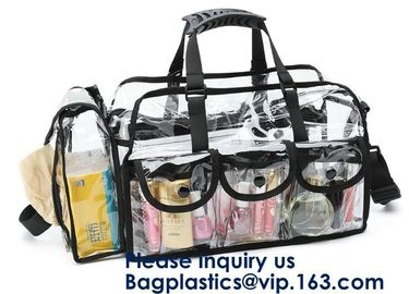 Professional Clear Makeup Cosmetic Bag PVC Carry Bag With 7 Extra Magnet Pockets And Detachable Shoulder Strap supplier