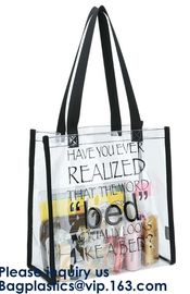 Clear PVC Tote Bag With Nylon Handles And Fabric Trim,Clear PVC cosmetic zipper bag with white trim, Bagease, Bagplastic supplier