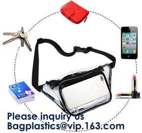 Bagease Clear PVC Fanny Pack With Double Zipper And Adjustable Strap,Clear PVC blacpack with top zipper opening supplier