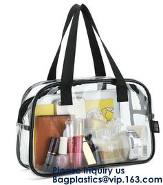 Clear PVC Bag With Zipper Interior Pouch And Detachable Shoulder Strap,Cosmetic Tote Bags With Zipper Closure, bagease supplier