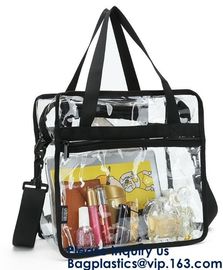 Clear PVC Bag With Zipper Interior Pouch And Detachable Shoulder Strap,Cosmetic Tote Bags With Zipper Closure, bagease supplier