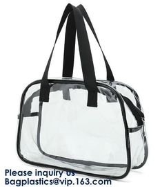 Clear PVC Bag With Zipper Interior Pouch And Detachable Shoulder Strap,Cosmetic Tote Bags With Zipper Closure, bagease supplier