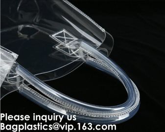 Thick Clear PVC Handbag With Tube Handles,Cosmetic/ Makeup/ Toiletry Clear PVC Travel Wash Bag with handle, Bagease supplier