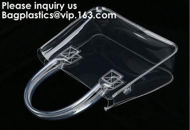 Thick Clear PVC Handbag With Tube Handles,Cosmetic/ Makeup/ Toiletry Clear PVC Travel Wash Bag with handle, Bagease supplier