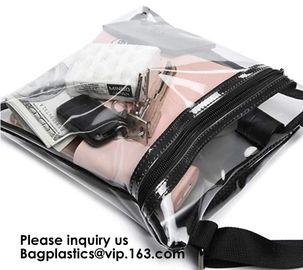 Clear Sling Bag PVC Tote Bag With Interior Mesh Bag And Shoulder Strap,Clear PVC large handbag with small pouch supplier