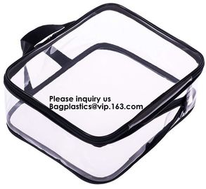 Clear Zipper Bag With Compression Packing Closure,Toiletry Bag With Pink Trim And Zipper Closing PVC zipper pouch bageas supplier