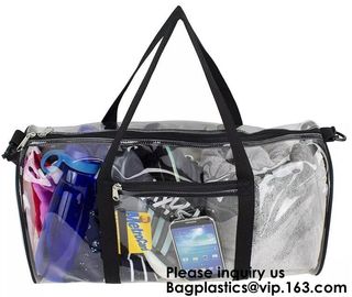 Clear Duffel Gym Bag Transparent PVC Carry Bag With Shoulder Strap,Cosmetic Carry Bag Magnet Pockets Detachable Shoulder supplier