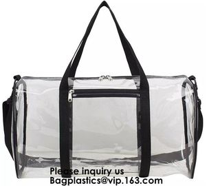 Clear Duffel Gym Bag Transparent PVC Carry Bag With Shoulder Strap,Cosmetic Carry Bag Magnet Pockets Detachable Shoulder supplier