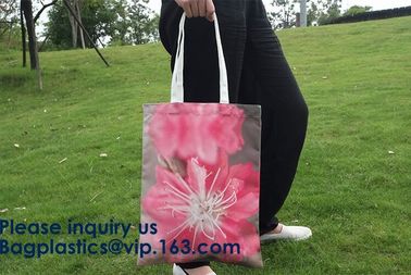 Full Color Custom Printed Canvas Handled Cotton Shopping Tote Bags,Factory Supply Unique Design Handled Eco Shopping Cot supplier