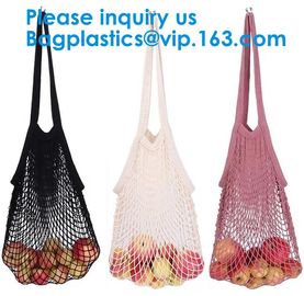 Organic Pure Cotton String Net Tote Shopping Bag with Long Handle Durable Washable Logo Customize Shopping Handbag Large supplier