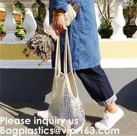 Organic Pure Cotton String Net Tote Shopping Bag with Long Handle Durable Washable Logo Customize Shopping Handbag Large supplier