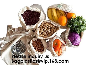 Reusable Produce Bags of Unmatched Quality - Natural Cotton Mesh is Biodegradable,Cotton Packing Bags For Fruit &amp; Vegeta supplier