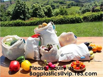 Reusable Produce Bags of Unmatched Quality - Natural Cotton Mesh is Biodegradable,Cotton Packing Bags For Fruit &amp; Vegeta supplier