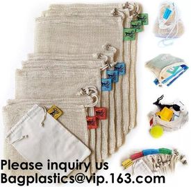 Cotton Packing Bags For Fruit &amp; Vegetables, Organic Cotton Mesh Bags, Drawstring Cotton Net Bags, bagease, bagplastics supplier