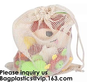 Cotton Packing Bags For Fruit &amp; Vegetables, Organic Cotton Mesh Bags, Drawstring Cotton Net Bags, bagease, bagplastics supplier