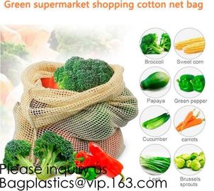 Green Supermarket Shopping Cotton Net bags, Mix Color Narrow Long Handle Cotton Net Shopping Bag, Bagease, Bagplastics supplier