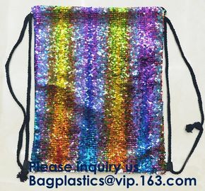 Customized Sublimation Sequins Drawstring Bag Black And White Backpack Bag,Reversible Bling Customized Sequin Drawstring supplier