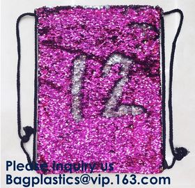 Customized Sublimation Sequins Drawstring Bag Black And White Backpack Bag,Reversible Bling Customized Sequin Drawstring supplier