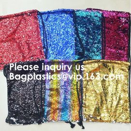 Customized Sublimation Sequins Drawstring Bag Black And White Backpack Bag,Reversible Bling Customized Sequin Drawstring supplier