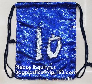 Customized Sublimation Sequins Drawstring Bag Black And White Backpack Bag,Reversible Bling Customized Sequin Drawstring supplier