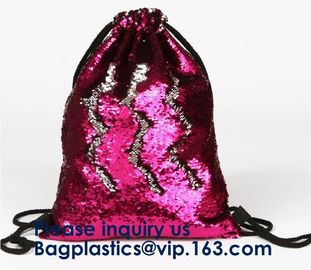 Amazon Hot Sale Strapping Mermaid Reversible Sequin Drawstring Bag, Wholesale Polyester Custom LOGO Sequin, Sequins, Paillet supplier