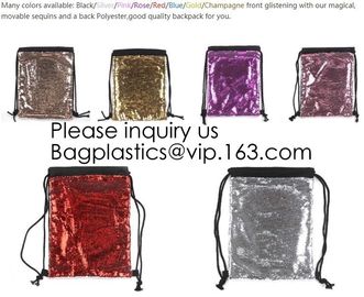 Fashion Bling Sublimation Strapping Sequin Drawstring Backpack Bag,Glitter Mermaid Flip Sequin Bag Outdoor Shoulder Reversib supplier