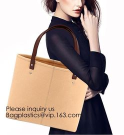 Handmade Fashion felt shoulder Case Ladies Bag Women Handbag Felt Tote Bag with Leather Handle, Bagease, Bagplastics supplier