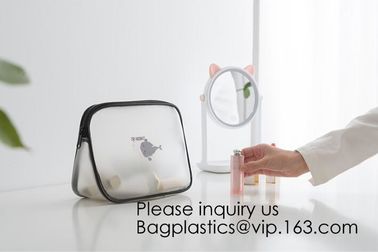 Eco Friendly PVC Zipper Cosmetic Pouch Clear Toiletry Bag, Stand Up Packaging Zip Lock Cosmetic Bag Pouch, bagease supplier