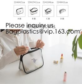 Eco Friendly PVC Zipper Cosmetic Pouch Clear Toiletry Bag, Stand Up Packaging Zip Lock Cosmetic Bag Pouch, bagease supplier