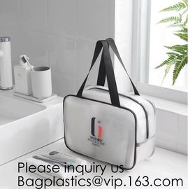 Travel Transparent Pvc Toilet Cosmetic Bag Clear Make Up Pouch,Waterproof Custom Logo Geometric Black Pouches Cosmetic B supplier