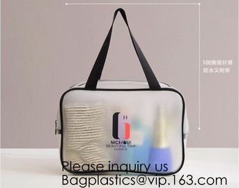 Travel Transparent Pvc Toilet Cosmetic Bag Clear Make Up Pouch,Waterproof Custom Logo Geometric Black Pouches Cosmetic B supplier