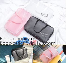 PVC Makeup Bag Waterproof Cute Clear Transparent Plastic PVC Travel Makeup Cosmetic Toiletry Zip Bag Pouch supplier