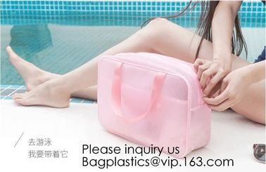 Custom design PU cosmetics zipper pouches transparent PVC wash gargle bags,China Wholesale Travel Transparent Lattice supplier