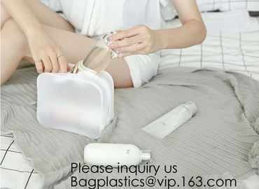 Custom design PU cosmetics zipper pouches transparent PVC wash gargle bags,China Wholesale Travel Transparent Lattice supplier