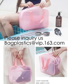 Custom design PU cosmetics zipper pouches transparent PVC wash gargle bags,China Wholesale Travel Transparent Lattice supplier
