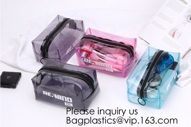 Double Layer Waterproof Storage Transparent Pvc Cosmetic Bag Pouch With Handle,Fashion Cute Girl'S Glitter Pvc Cosmetic supplier